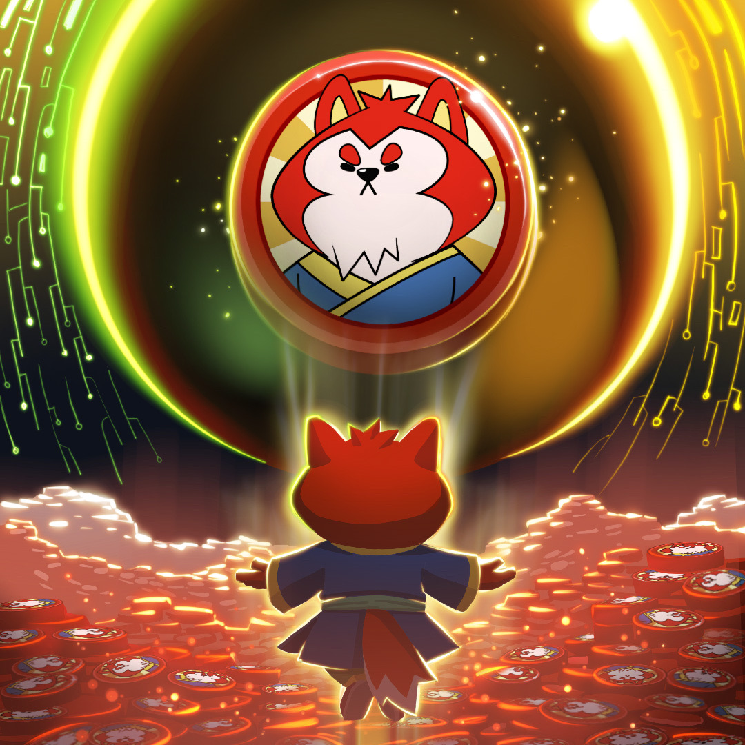 Zhao facing a glowing emblem
